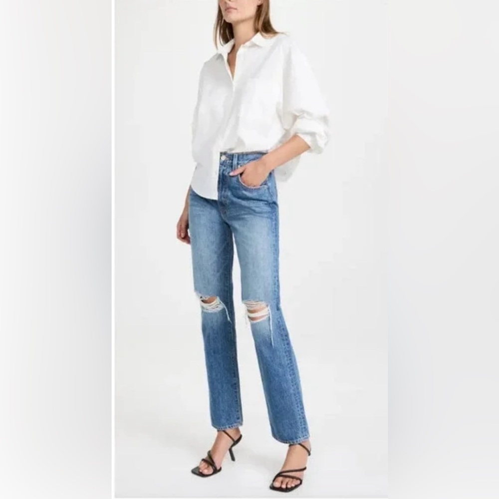 SLVRLAKE London High Rise Distressed Straight Leg Jeans Size 26 NWT